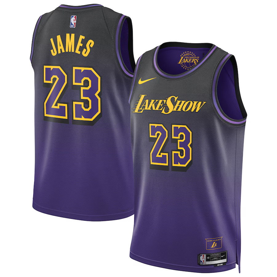 Men Los Angeles Lakers 23 LeBron James Nike Purple City Edition 2024-25 Swingman Player NBA Jersey